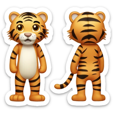 whole body of tiger in jellycat style (standing and two sides) sticker
