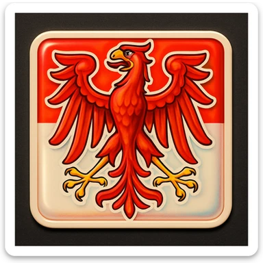 Brandenburg red eagle, less cartoonish, with the Brandenburg flag as background, retro stickers style, no text sticker