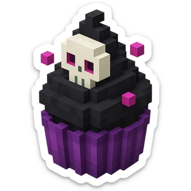 gothic cupcake voxel style sticker