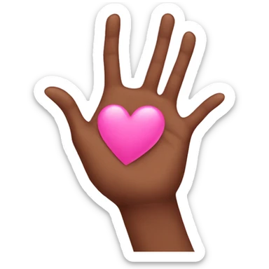 brown hands with pink nails making a heart sticker