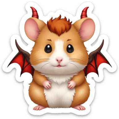 Hamster with devil wings, a devil tail, and devil horns sticker