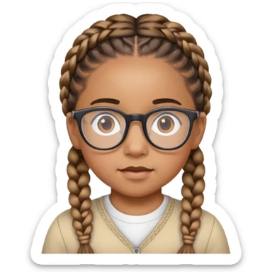 A mixed-race child with braids and glasses sticker