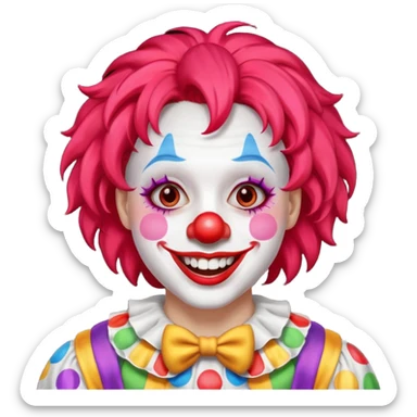 Clown – Bright makeup, red nose, colorful wig, exaggerated smile sticker