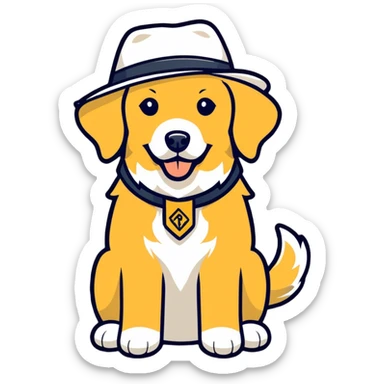 golden retriever wearing a hat  sticker