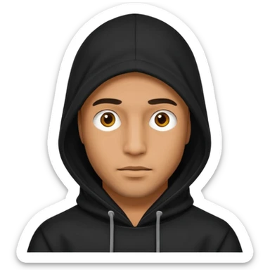 Man with a black full face hood sticker