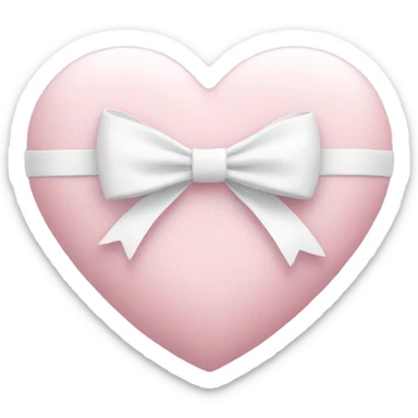 Pastel pink heart with white bow sticker
