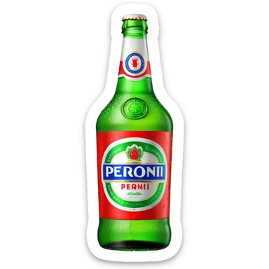Glass bottle Peroni with red marketing tape sticker