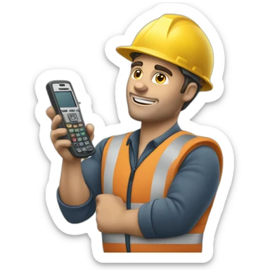 Trabajador con telefono motorola con numeros en la mano sticker