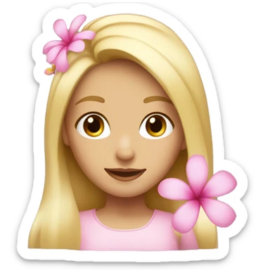 Blonde girl with a pink flower on her head sticker