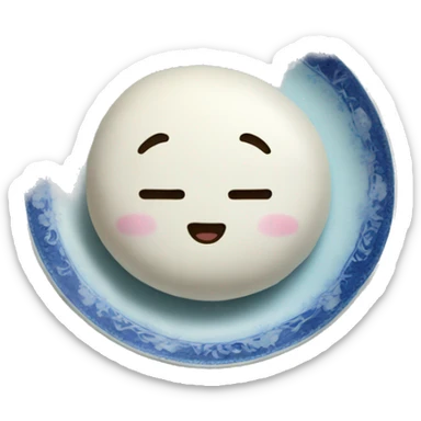 mochi on a blue china plate sticker