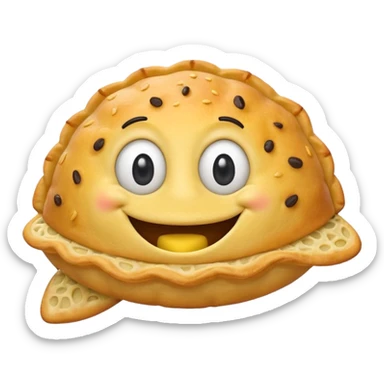 cute cartoon empanada character in SpongeBob + sticker