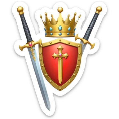 Powerful emoji with only sword, shield and crown sticker