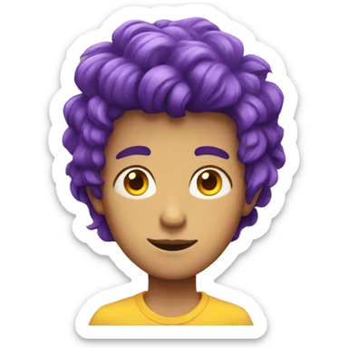 A boy with purple hair and and yellow eyes that's 6,4 feet tall sticker