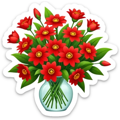 Red flower bouquet  sticker