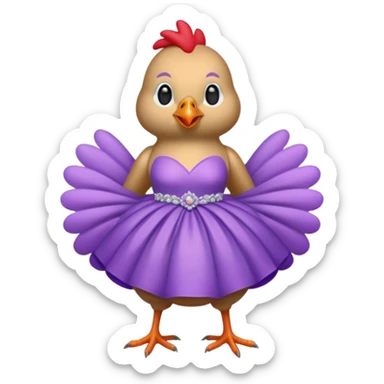 Chicken in a purple wedding dress sticker