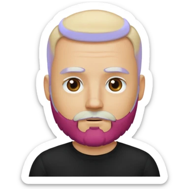 Bearded bald blonde man black shirt sticker