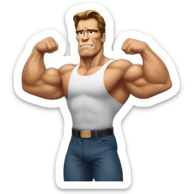 Arnold Schwarzenegger doing a biceps pose  sticker