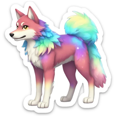 Colorful Sparkle-wolf-fursona full body sticker