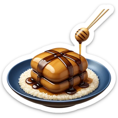 Just Mitarashi dango with shiny soy sauce glaze drizzled over white rice sticker