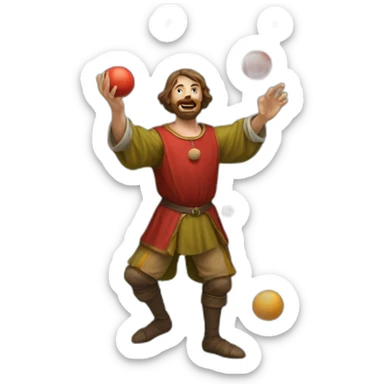 medieval juggler juggling 4 balls over them sticker