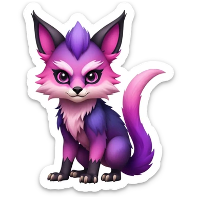 Cool Edgy Black-pink-purple-gradient badass Fionbri-Vernid-animal-creature full bodyd sticker
