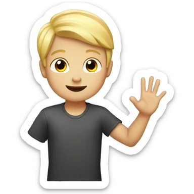 Blond boy raising hand sticker