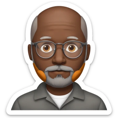 bald gray beard black man glasses sticker