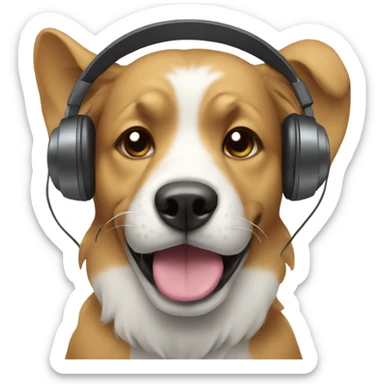 Dog with headphones  sticker