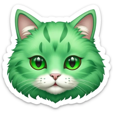 green cat face sticker