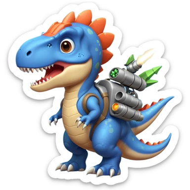 rocket-propelled dinosaur portrait, head and shoulders only, cute T-rex face, rocket pack visible behind shoulders, glowing thrusters, 3D cartoon, mobile game icon style, clean background, no text, no watermark sticker