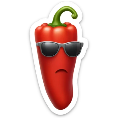 Red pepper with Mantel and sunglasses and necklace sticker