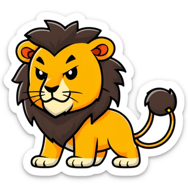 nasty lion looking sideways with mean fierce expression sticker