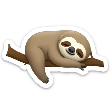 Sloth sleeping on a branch with a pillow sticker