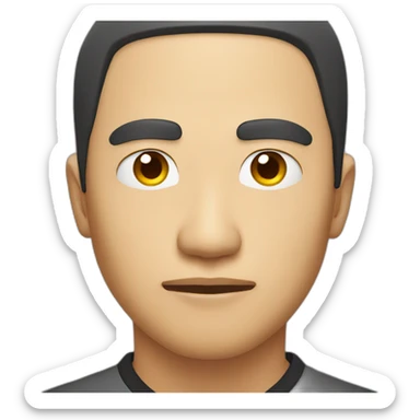 asian serious man round face sticker