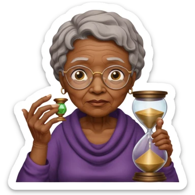 black grandma holding hourglass sticker