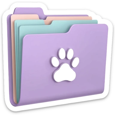 a pastel folder of documents with a pawprint on it sticker