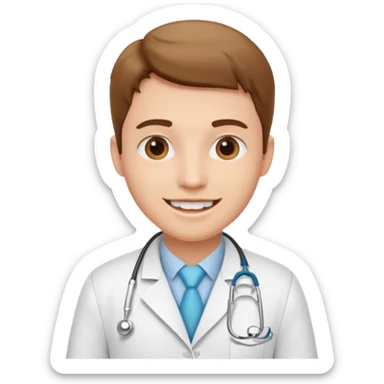 dentist, white coat, cheerful sticker