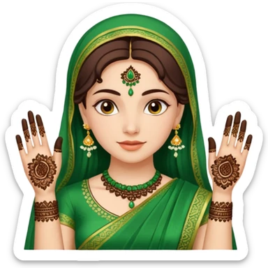 bride in mehendi Ceremony in green saree sticker