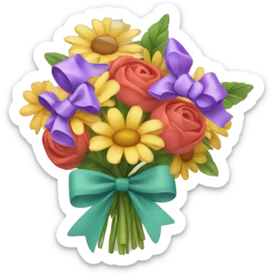 flower bouquet with bow sticker