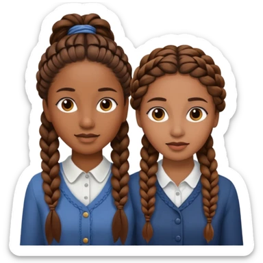 2 women with long brown braided hair  sticker