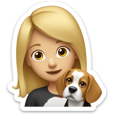blonde girl with beagle dog  sticker