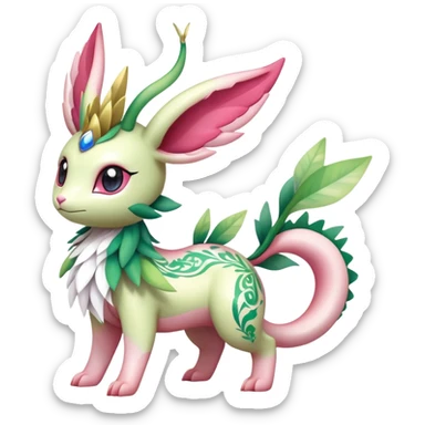 Shiny Exotic Cute Adorable Majestic Ethereal Sparkly Flygon-Sylveon-Leafeon-Shaymin-Hybrid-Creature with pattern-markings sticker