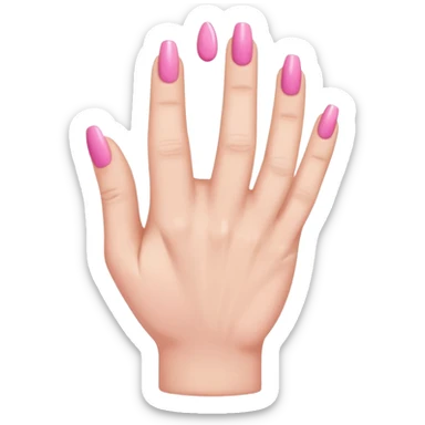 folded hand with pink nails done with five fingers  sticker
