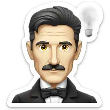 Nikola Tesla with electricity and light bulb sticker
