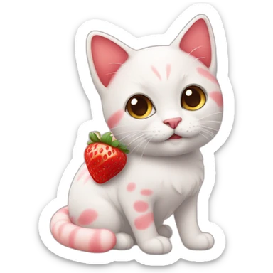 Cute cat that looks like strawberry sticker