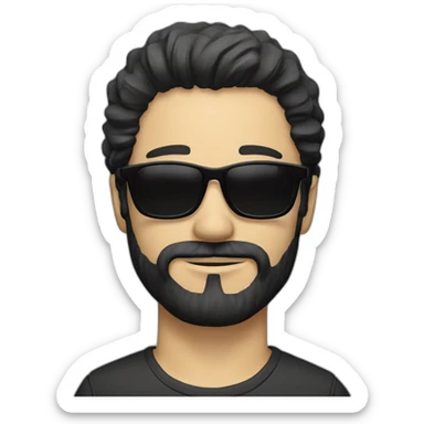 bearded white man with black hair and sun glasses sticker