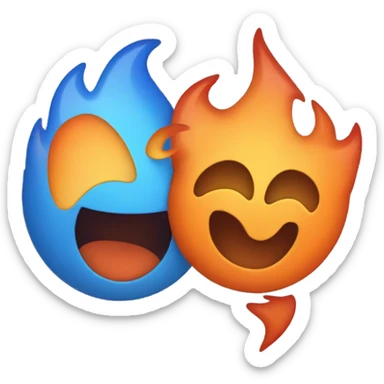 Two flames: one blue one Orange are hugging  sticker