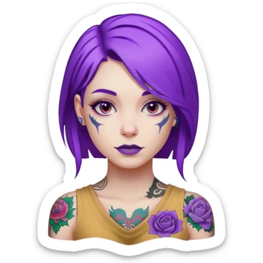 women with tatoos and hightlight that tatoos with purple hair sticker