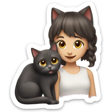 Cat & girl sticker