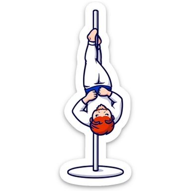 male redhead with red beard doing jiu jitsu pose while pole dancing sticker